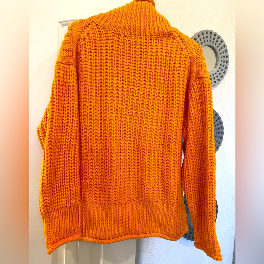 Orange Oversized Weave Cowl Neck Sweater Sz M